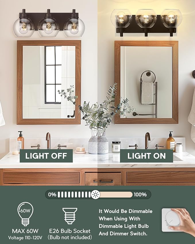 Bathroom Light Fixtures Over Mirror, 3-Light Oil Rubbed Bronze Vanity Light - Image 4