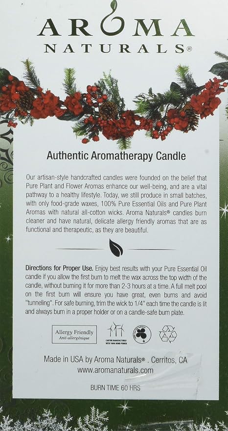 Aroma Naturals Holiday Juniper, Spruce and Basil Essential Oil Pillar Candle - Image 3