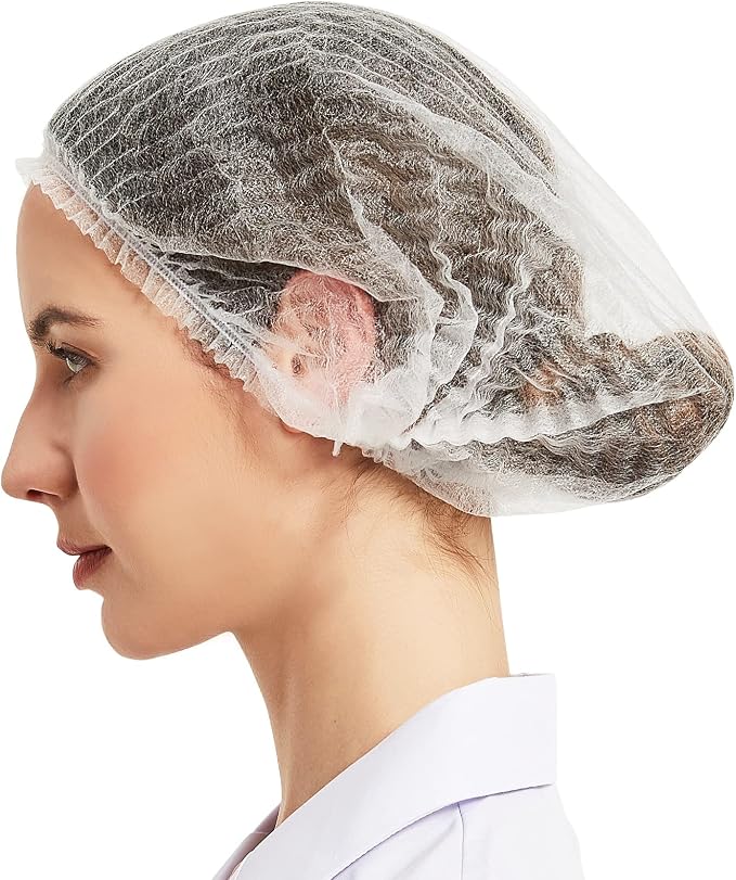 ProtectX 500-Pack White Disposable Hair Nets, Elastic Head Cover, Bouffant Caps - Image 2