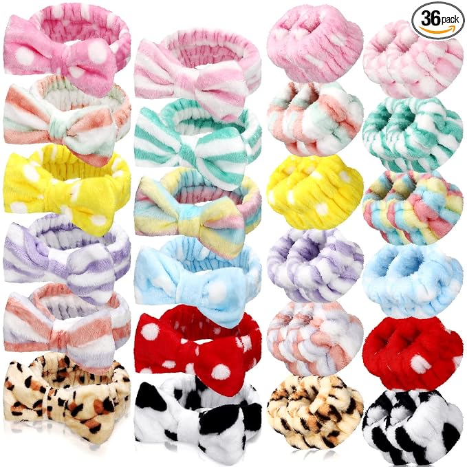 Janmini 36 Pcs Spa Headband and Wristbands Set by Janmini