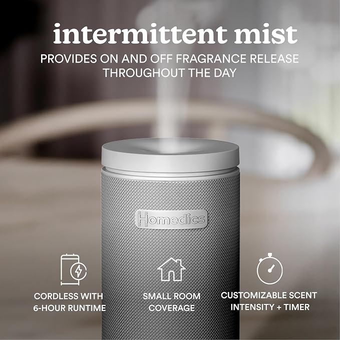 Homedics SereneScent Mini Fabric Rechargeable Waterless Diffuser, Cordless - Image 2