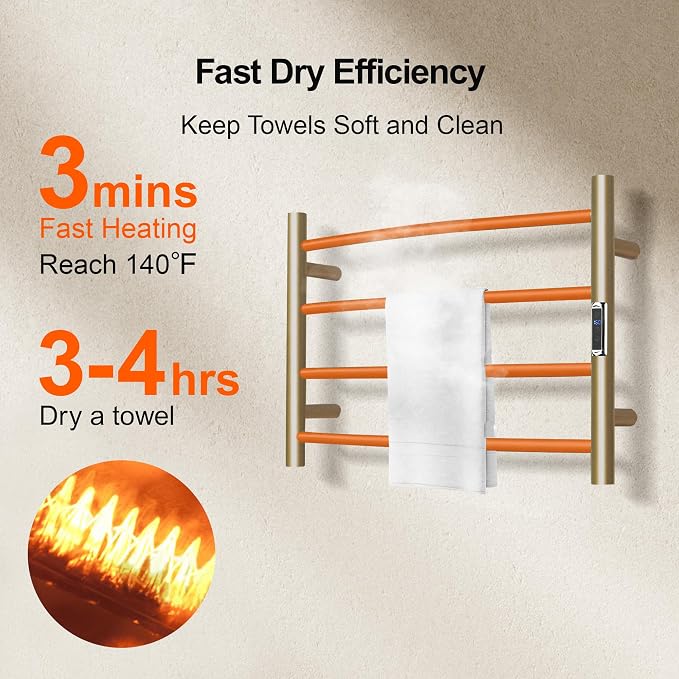 Towel Warmer Bathroom Wall Mounted Drying Rack Plug-in Electric Heated Towel - Image 2