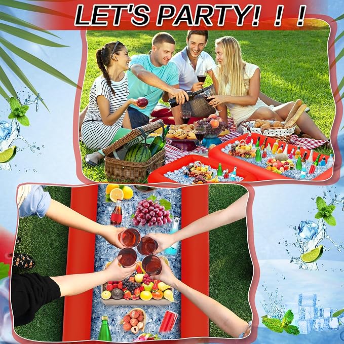 Leitee 4 Pcs Inflatable Ice Serving Bars Buffet Serving Tray Drink Cooler - Image 4