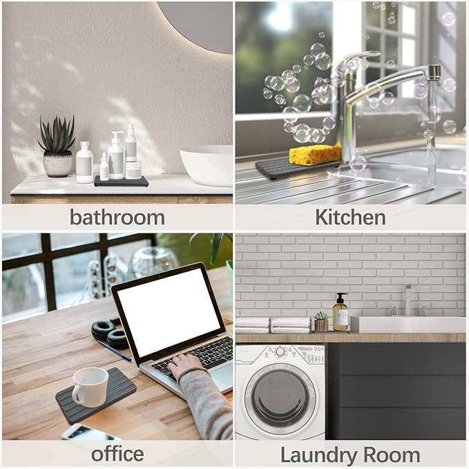 Set of 4 Bathroom Vanity Tray, Quick-Dry Diatomite Kitchen Tray - Image 6