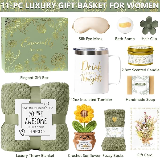 Birthday Gifts for Women Self Care Get Well Soon Gift Baskets, Spa Care Package - Image 2
