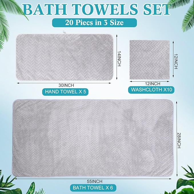 Mixweer 16 Pieces Bath Towels Sets Quick Dry Towel Set - Image 2