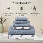 Modern Threads Natural Vine 6-Piece 100% Cotton Towel Set – Yarn Dyed Jacquard - Image 3