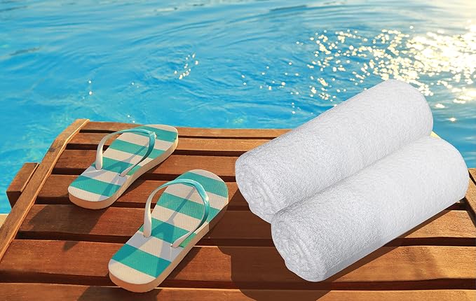 Avalon Towels 100% Cotton Pool Towels White Beach Towels Pack of 12 - Image 5