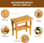 Greenual Bamboo Shower Bench 2-Tier Spa Shower Stool - Image 5