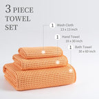 MICROFI Microfiber Waffle Bath Towels, 3 Pieces, Fast Drying, Lint Free - Image 3
