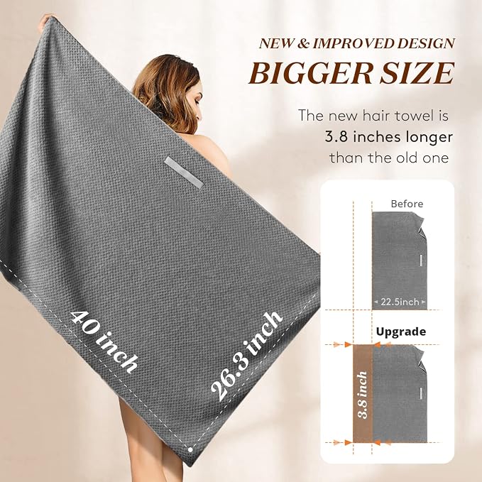 YFONG Large Hair Towel Wrap for Women, Super Absorbent Microfiber Hair Towel - Image 5