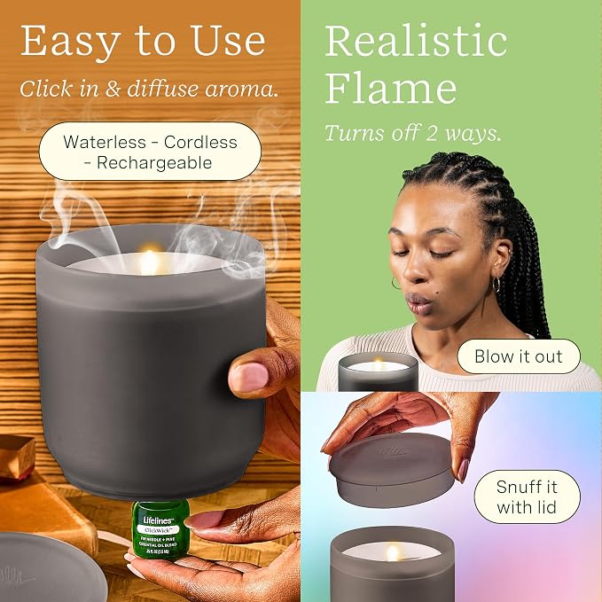 Lifelines Flameless Candle Aromatherapy Essential Oil Diffuser - Image 3