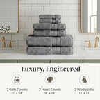 Modern Threads - Spun Loft 6-Piece 100% Combed Cotton Towel Set - Bath Towels - Image 7