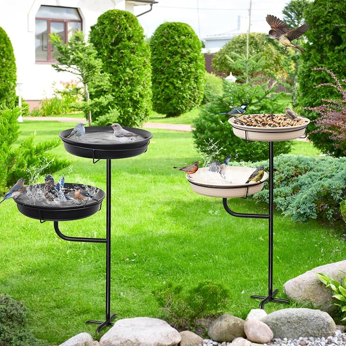 Freestanding Birdbaths Bowl Outdoor, Standing Garden Bird Bath Bird Feeder & - Image 6