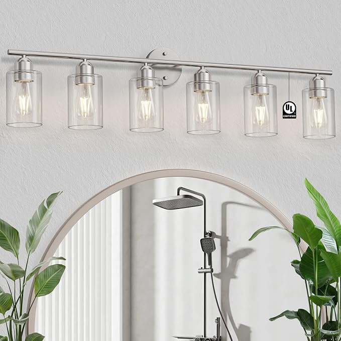 Espird Bathroom Vanity Light Fixtures Brushed Nickel, 6 Lights Bathroom Over by Espird
