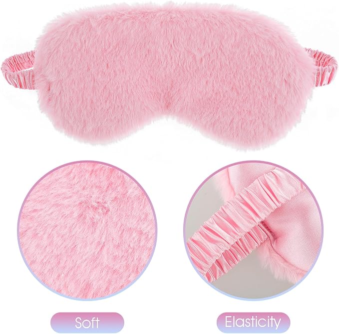 2 Pcs Plush Fluffy Eye Mask Soft Sleeping Blindfold Eye Cover Comfortable Furry - Image 5