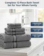 LANE LINEN Bath Towel Set of 12 – Premium 100% Cotton Towels - Image 4