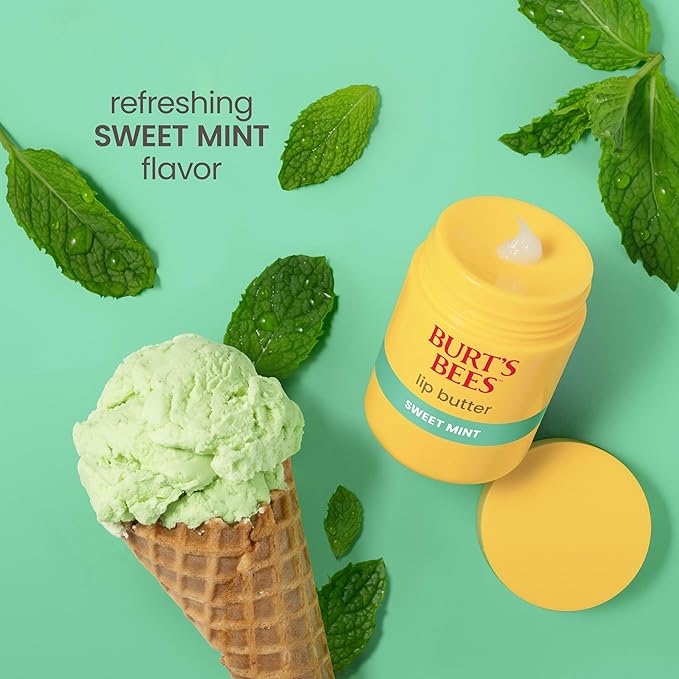 Burt's Bees Sweet Mint Lip Butter, Repairs Dry Lips, 24 Hour Hydration - Image 6