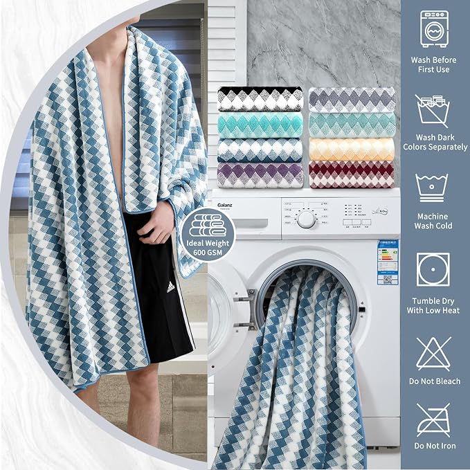 4 Piece Bath Towel Set Oversized Bath Sheet 35"x70" Bathroom Towel Extra Large - Image 3