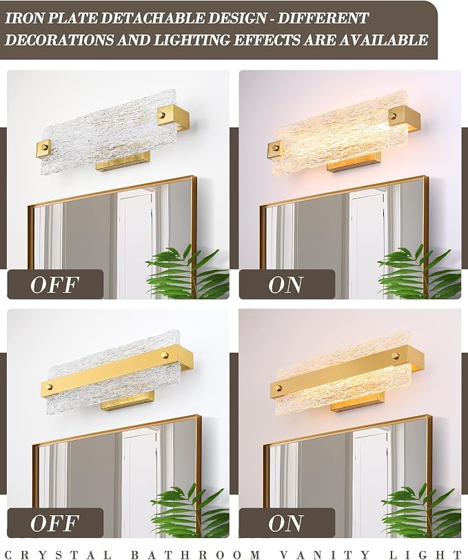 Brushe Gold Bathroom Vanity Light, 16.5 Inch 10W Dimmable LED Bathroom Light - Image 5