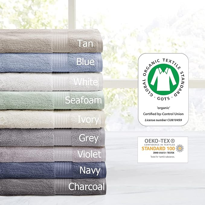 Madison Park Organic 100% Cotton Bathroom Towel Set, Hotel & Spa Quality Highly - Image 5