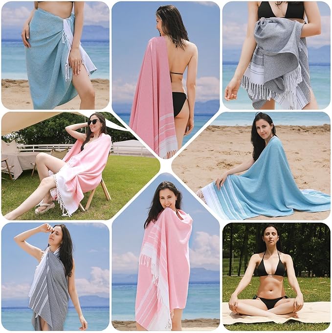 Genovega 6 Oversized Turkish Beach Bath Towel Set Bulk 74"x38" Extra Large Sand - Image 6