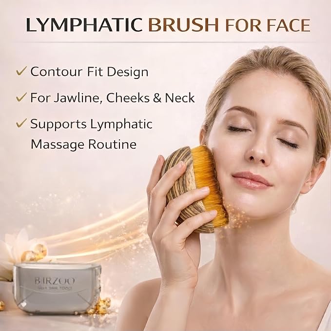 Lymphatic Contour Face Brush & Natural Jade Roller Set - Image 2