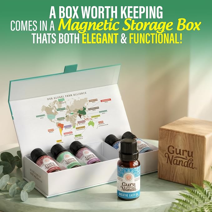 GuruNanda Essential Oil Blends – 6 Pack, Breathe Easy, Tranquility, Relaxation - Image 9