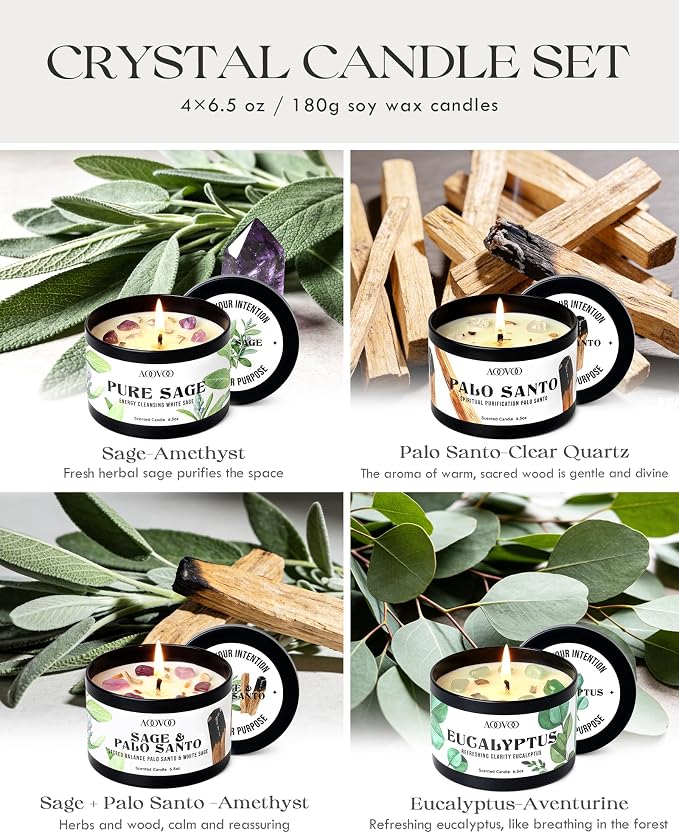 AOOVOO 4 Pack Sage Candles - Image 3