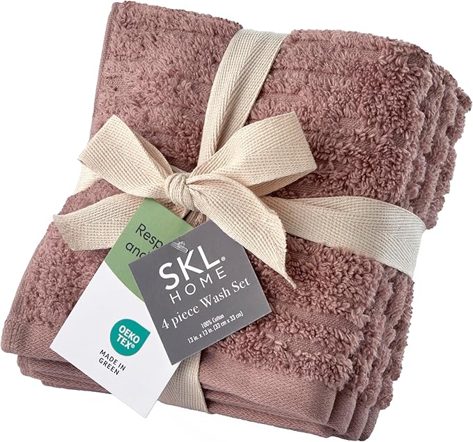 SKL Home CloudSoft Cotton Luxury 4-Piece Washcloth Set by SKLHomebySaturdayKnightLtd