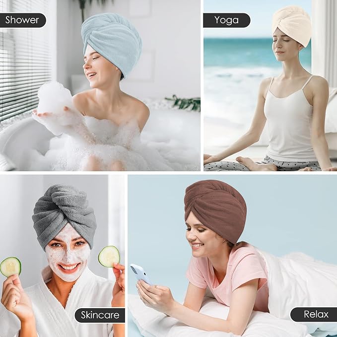 TENSTARS 5 Pack Thicken Microfiber Hair Towel Wrap - Image 7