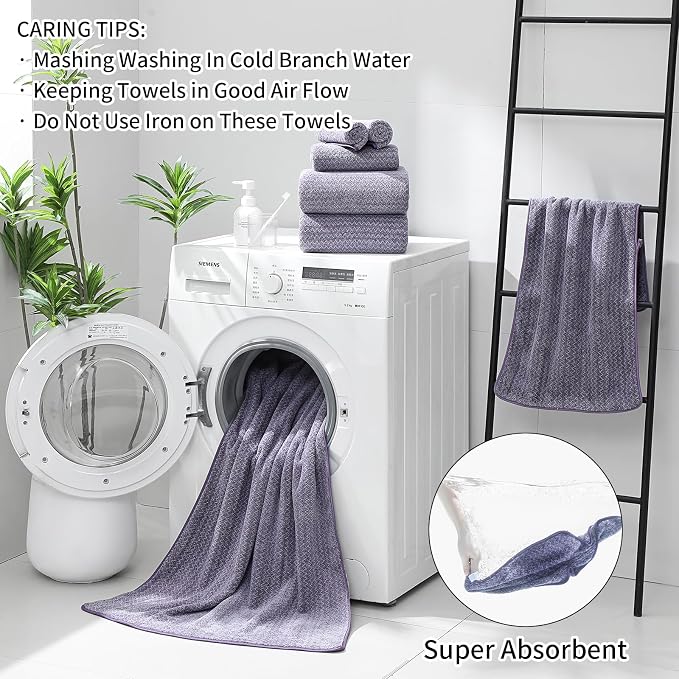 Ultra Soft Bath Towel Set, 12 Piece Family Bathroom Towels Set - Image 6