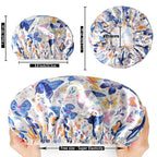 4 PCS Shower Cap for Women, Elastic and Reusable Bath Caps, Double Layers - Image 4