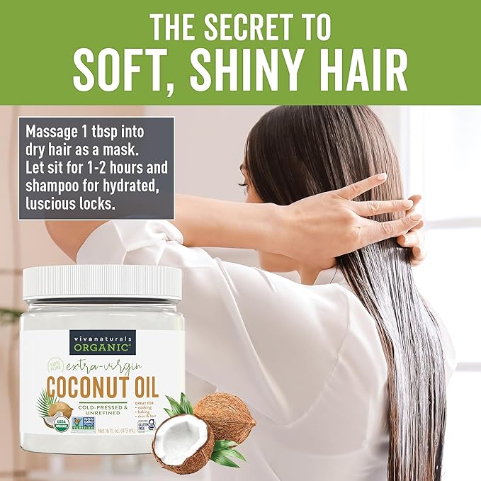 Viva Naturals Organic Coconut Oil, 16 fl oz – Unrefined, Cold-Pressed Extra - Image 6
