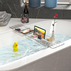 Yieach Luxury Tub Tray for Bathtub Expandable, Plastic Bath Board & Table - Image 8