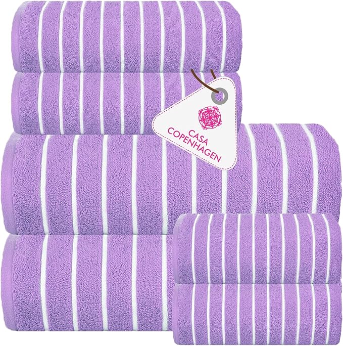CASA COPENHAGEN Ecstatic 6Pcs 100% Egyptian Cotton Large Designer Towels Gift by CASACOPENHAGEN