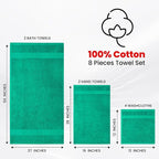 Infinitee Xclusives Luxury 100% Cotton Towel Set – 8 Piece Bathroom Towel Set – - Image 3