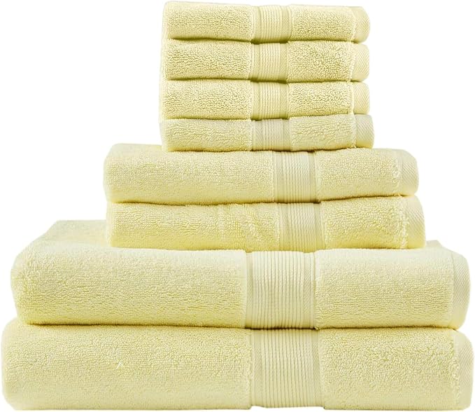 Madison Park 800GSM Bathroom Towel Set of 8 100% Cotton Bath Towel Set by MADISONPARK