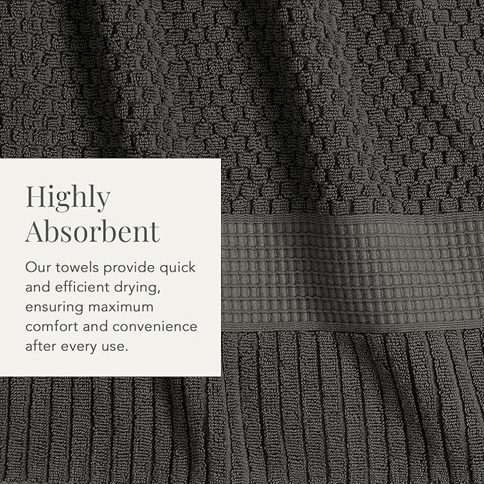 NY Loft 100% Cotton 6 Piece Bath Towel Set | Grey Towels | Oeko-TEX® Standard - Image 7