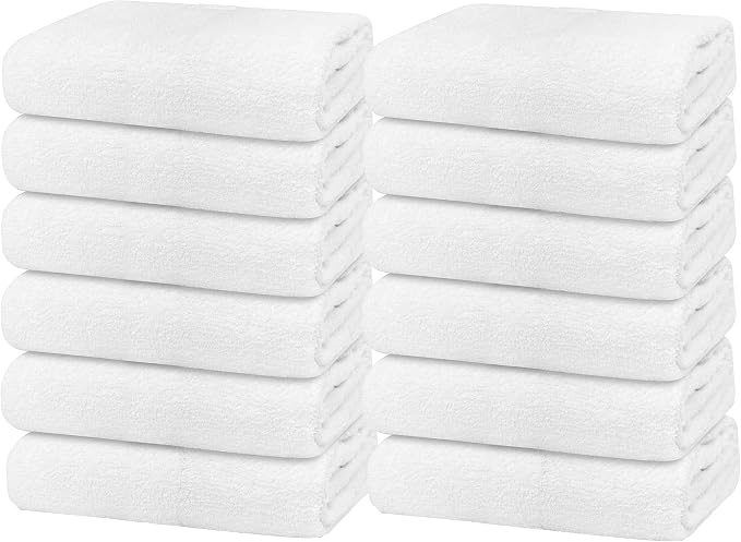 Avalon Towels 100% Cotton Pool Towels White Beach Towels Pack of 12 by AvalonTowels