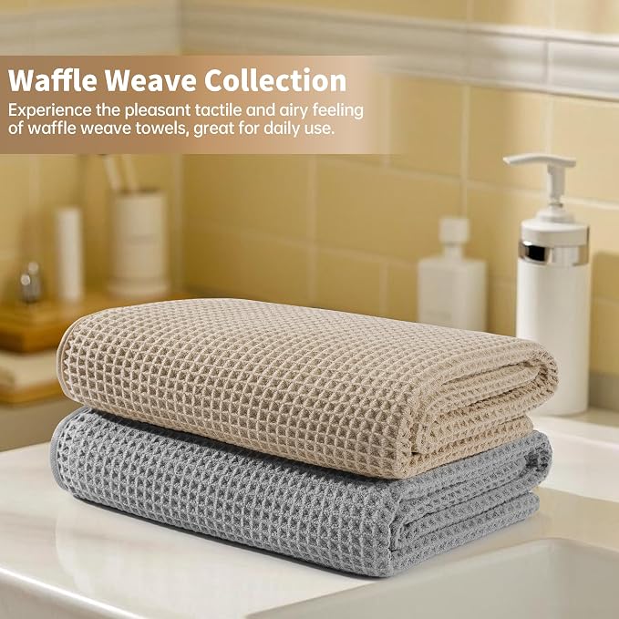 MICROFI New Microfiber Waffle Bath Towels, 2 Pieces, Fast Drying, Lint Free 430 - Image 6