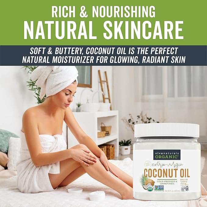 Viva Naturals Organic Coconut Oil, 16 fl oz – Unrefined, Cold-Pressed Extra - Image 5