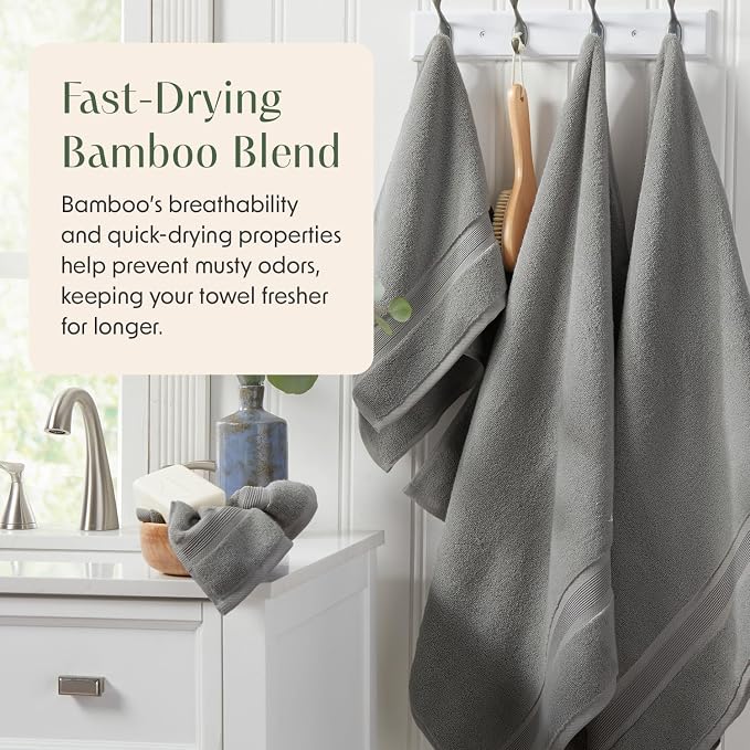 Springtree Home Luxury Bamboo Rayon Bath Towel Set of 4 | 35% Bamboo Rayon - Image 5