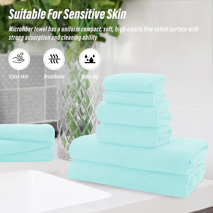MOONQUEEN Ultra Soft Towel Set-Quick Drying-2 Bath Towels 2 Hand Towels 2 - Image 7