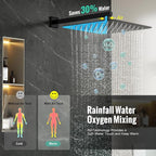 SR SUN RISE Matte Black Square Rainfall Shower Head and Handle Set, Wall - Image 5