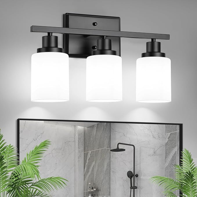 Ascher Bathroom Light Fixtures, 3-Light Vanity Light Over Mirror, Modern Matte by Ascher