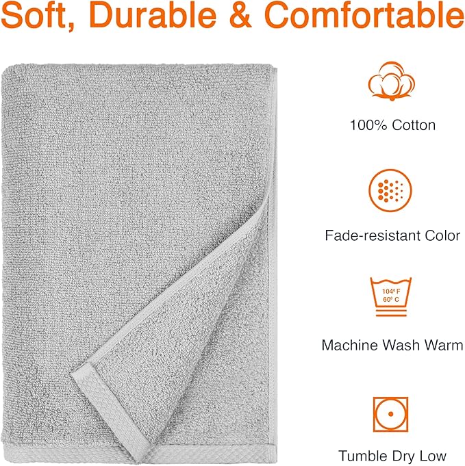 Amazon Basics 2 Piece Quick-Dry Oversize Bath Towel, 100% Cotton - Image 4