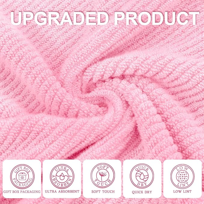 VOOVA & MOVAS Pink Towels for Bathroom - Image 2