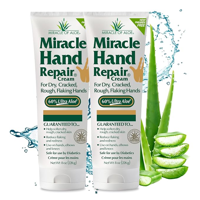 Miracle Hand Repair Cream for Dry Cracked Hands 8 oz Best Healing Hand Cream by MiracleofAloe%C2%AE