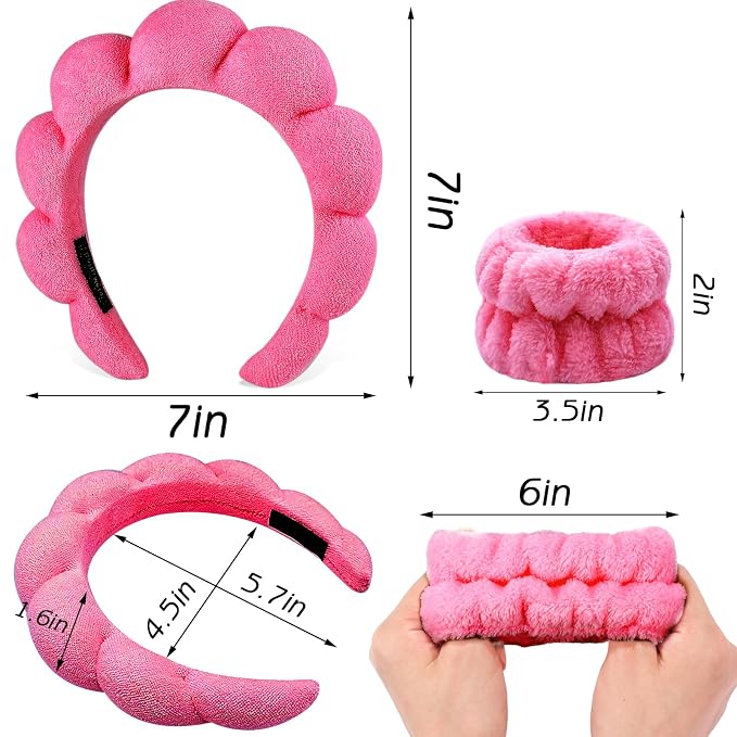 Zkptops 6Pcs Spa Headband for Washing Face Wristbands Set Women Bubble Makeup - Image 4